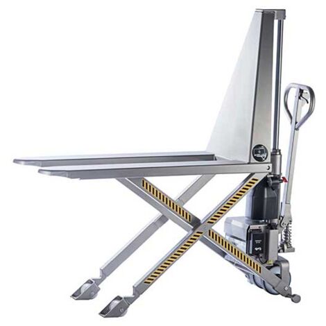 Transpalette haute levée électrique semi inox - Fourches 1200x560mm - Anticorrosion - Idéal pour maraîchers, fleuristes, primeurs - 855010420