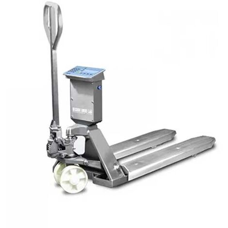 Transpallet pesatore in acciaio inox 316 - Forche 1150x500 mm - Carico 2000 kg - Settore agroalimentare e industria chimica e farmaceutica - 300689-1