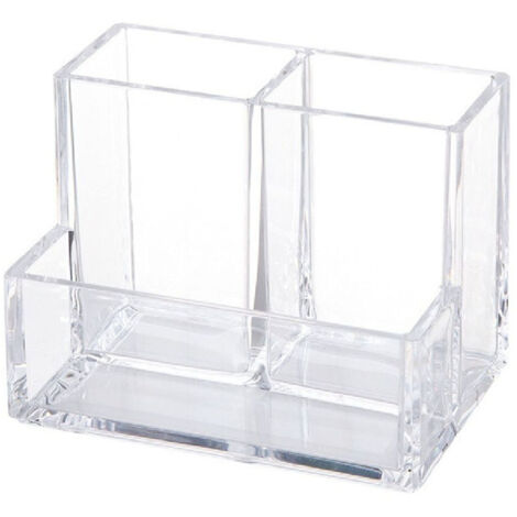 Transparent Acrylic Pen Holder 3 Compartment Large Capacity Students Desktop Storage Organizer for Stationery