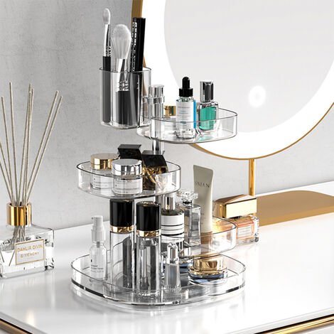 Transparent Adjustable Height Rotating Makeup Organizer