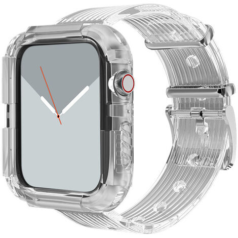 Transparent Bracelet pour Apple Watch Series 7/6/5/4/3/2/SE 45mm 44mm 42mm Coque en TPU avec Crystal Bracelets de Rechange pour iWatch Série 7 Série 6 Clear Band（Sans montres）