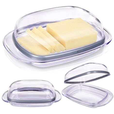 Transparent butter container in plastic for storage and serving