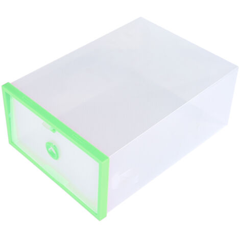 Transparent Foldable Plastic Drawer Shoe Case Storage Stackable Box Organizer Green