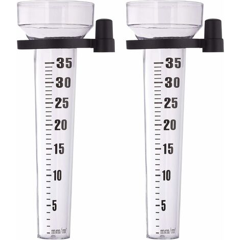 Transparent Lot de 2 pluviomètres, à Fixation, Compteur pour Le Jardin, Gros Affichage, 35 mm/m², Plastique, 2er Pack 10025387