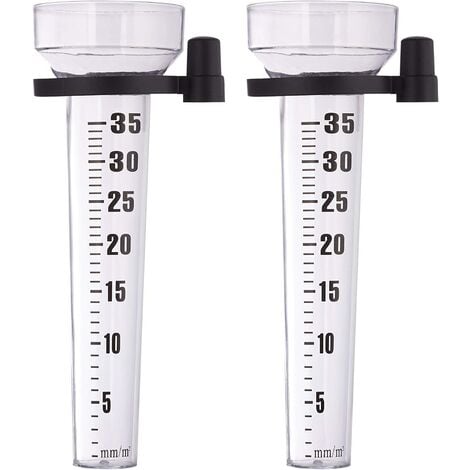 Transparent Lot de 2 pluviomètres, à Fixation, Compteur pour Le Jardin, Gros Affichage, 35 mm/m², Plastique, Couleur aléatoire