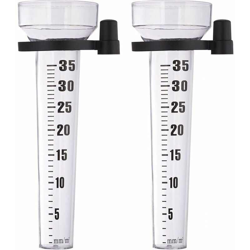 Transparent Lot de 2 pluviomètres, à Fixation, Compteur pour Le Jardin, Gros Affichage, 35 mm/m2, Plastique, Couleur aléatoire