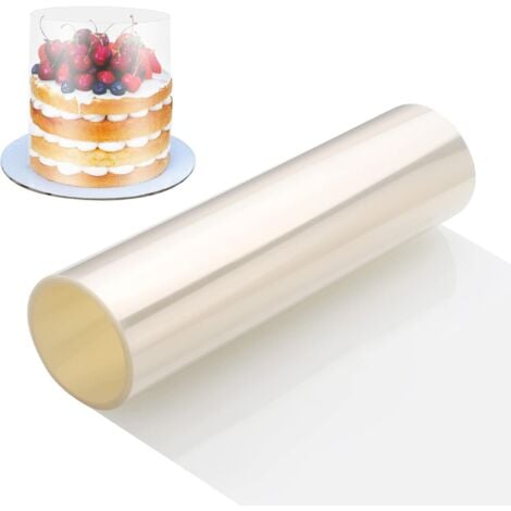 Transparent Patisserie, Feuilles d'Acétate Epaissies 30cm x 10m, Cercle a Patisserie Transparent pour la Pâtisserie, Gâteau Mousse au Chocolat, Décoration de Gâteaux