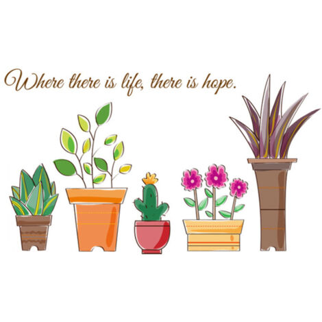 Transparent PVC Pot Plant Wall Sticker Art Home Room Mural Background Decoration