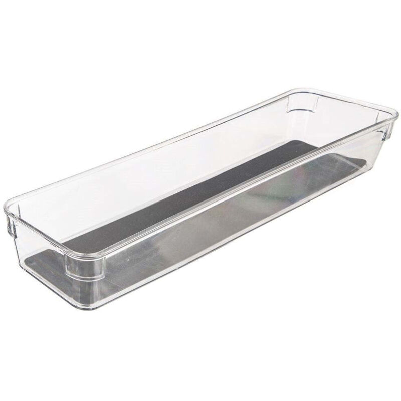 Boite de rangement transparente avec pieds antiderapants et tapis en caoutchouc