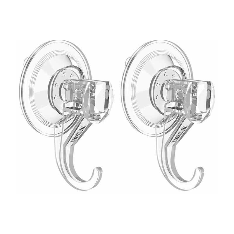 Hoopzi - Transparent Suction Cup Wall Hook, 3KG Load, Plastic Towel Holder Hanger Entrance Bathroom Kitchen Utensil (2 Pack)