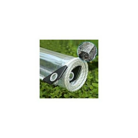Transparent tarpaulin with eyelets, 420g/m² PVC waterproof cover tarpaulin, ideal as greenhouse tarpaulin, outdoor curtain, with rope and 2x1m cable ties