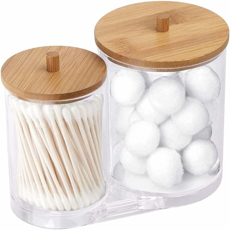 Ilovemilan - Cotton Storage Jars, Acrylic Cotton Swabs Organizer, Cotton Swab Holder, Transparent Portable Round Cotton Swab Storage for Cotton Swab,