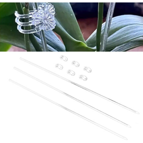 Transparente Acryl-Pflanzenstützen – 16 Stück, 39,6 cm (15,6 Zoll) mit 20 Clips für Orchideen und Topfpflanzen – Blumenstütze