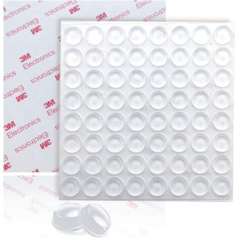 Transparente Adhésifs Butées, Antidérapant Butée Tampon Transparent Auto-adhésif Transparente Pieds Adhésifs Doux Patin Silicone Meubles en Verre Tables Artisanat Protecteurs Muraux, 64Pcs