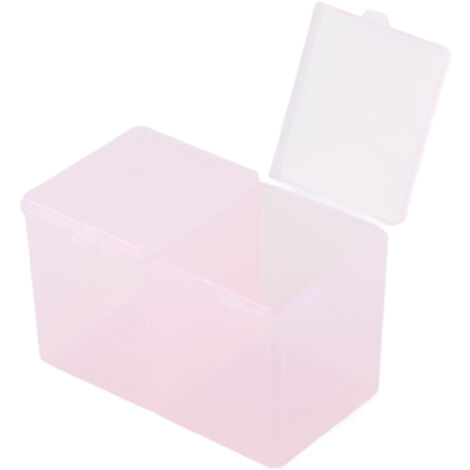 Transparente Aufbewahrungsbox für Wattepads, 2 Fächer, geruchsneutral, rosa – ideal für Zuhause, Büro und Schule