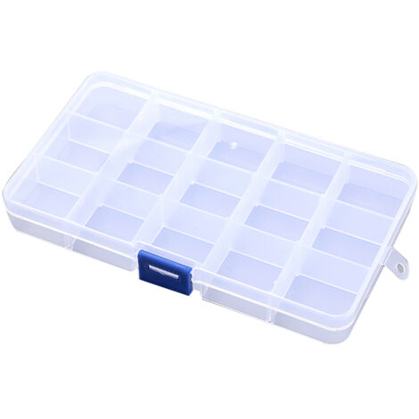 Transparente Aufbewahrungsbox mit 15 austauschbaren Fächern – Flexibler Organizer für Kleinteile – Strapazierfähiger Kunststoff, 9,8 x 17,3 cm