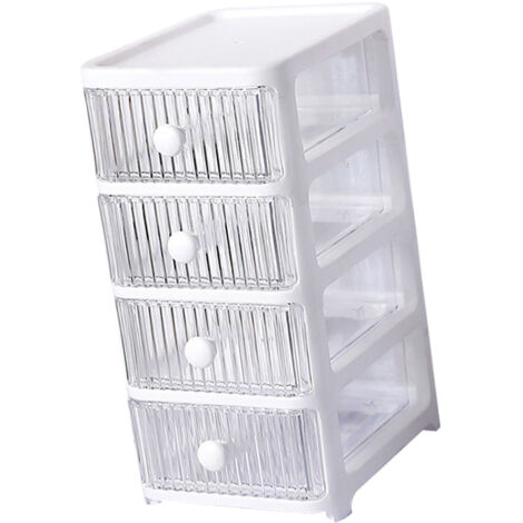 Transparente Aufbewahrungsbox mit 4 stapelbaren, multifunktionalen Schubladen für Büro und Schlafzimmer