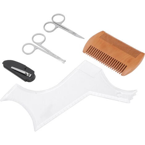 Transparente Barttrimmer-Schablone mit Schere und Kamm, Trimm- und Styling-Werkzeug