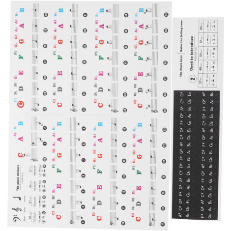 Transparente Etiketten für die Tasten von E-Pianos, farbige Notenaufkleber für Universal-Keyboards