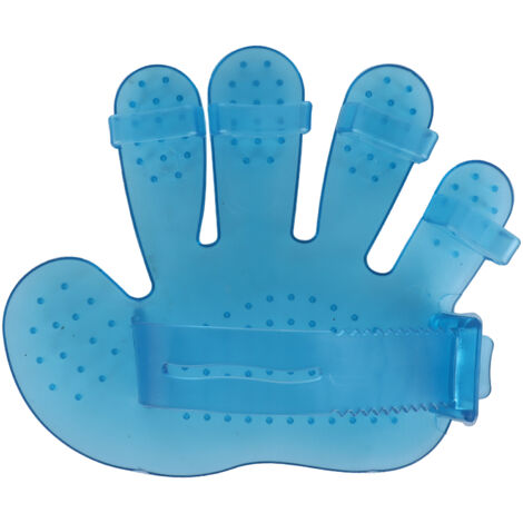 Transparente Hundepflegehandschuhe aus Gummi, Fünf-Finger-Badehandschuhe (Blau)