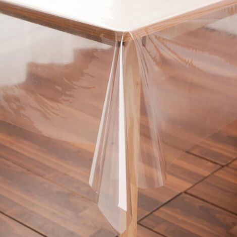 Transparente Kunststofftischdecke, rechteckig oder quadratisch, 177,8 x 177,8 cm, wasserdicht, öl- und fleckenabweisend, abwaschbar, für Esstische