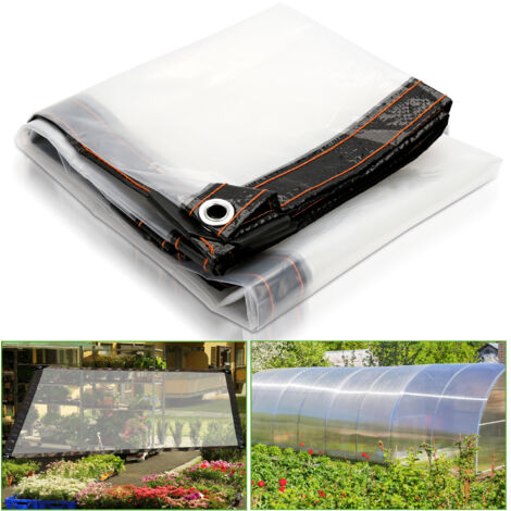 Transparente Plane mit Ösen, wasserdichte Outdoor-Schutzplane für Gewächshaus Gartenmöbel (3x4m)