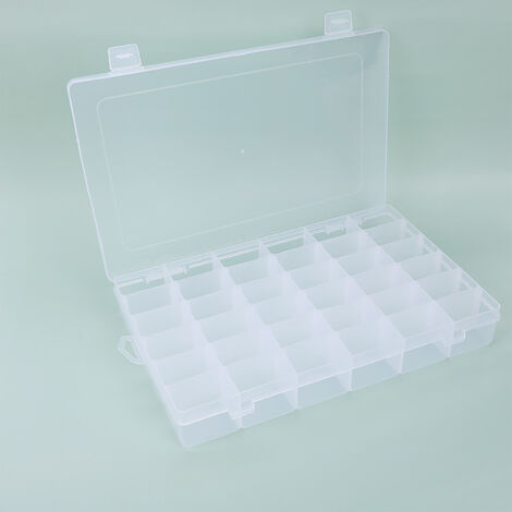 [Transparente Schmuckschatulle] Modell mit 36 Fächern und herausnehmbaren Trennwänden, ABS, 27,5 x 17,5 x 4,5 cm, tragbarer Organizer für Ohrringe, Ringe und Perlen.