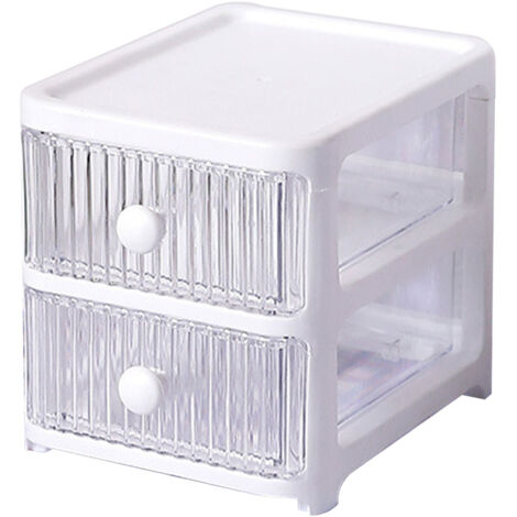 Transparente Schreibtisch-Aufbewahrungsbox mit Schubladen, multifunktionaler, stapelbarer Schreibtisch-Organizer für Zuhause, Schlafzimmer, Büro - 2 Ebenen