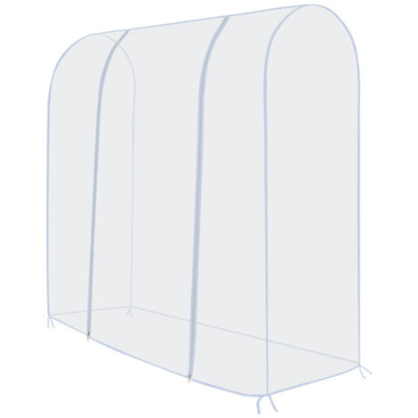 Transparente Schutzhülle für Kleiderbügel [PEVA] [120x50x150cm] mit Gurten [Transparent]