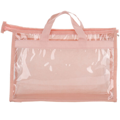 Transparente Schutzhülle mit Reißverschluss und Tragegriff – Atmungsaktive PVC-Aufbewahrungstasche für Handtaschen – Maße: 32,5 x 10,5 x 23 cm – 1 Stück, rosa