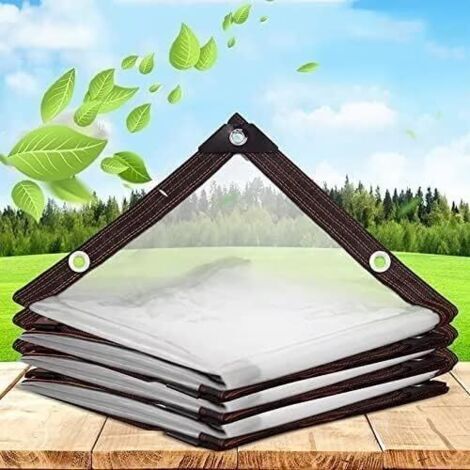 Transparente, wasserdichte Plane mit Ösen – für Gartenmöbel – geeignet für den Außenbereich – regendicht – Pflanzenisolierung – staubdicht – mit Kordelzug, 3 x 3 m