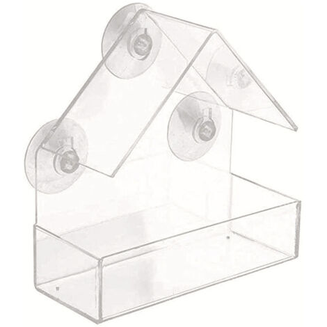 Transparenter Acryl-Fensterfutterspender 15×7×15cm mit 3 starken Saugnäpfen für Wildvögel