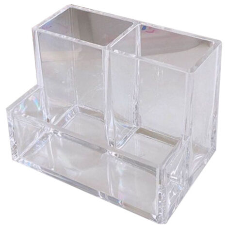 Transparenter Acryl-Stiftehalter mit 3 dicken Fächern für Büro oder Arbeitsplatte