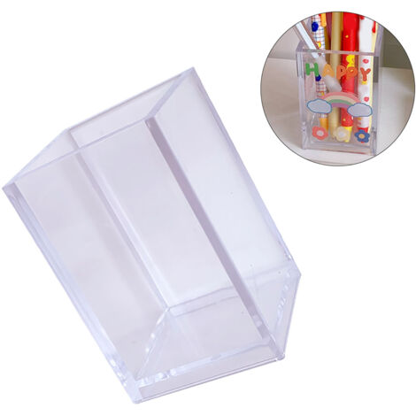 Transparenter Acryl-Stiftehalter, multifunktionaler Organizer für Stifte und Make-up-Pinsel, ideal für Büro, Schule, Zuhause, Maße 6,5 x 6,5 x 9,5 cm.