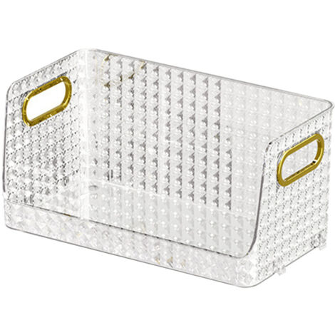 Transparenter Kosmetik-Organizer in Gold, großes Fassungsvermögen mit stabilem Standfuß, geometrisches PET-Muster zur Aufbewahrung von Kosmetikartikeln