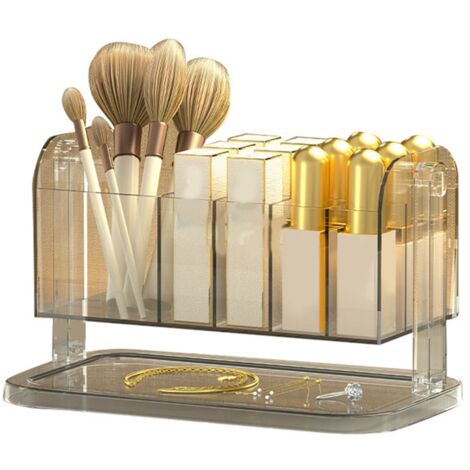 Transparenter Make-up-Organizer für Lippenstift, Pinsel und Schmuck – Aufbewahrungsbox mit mehreren Fächern
