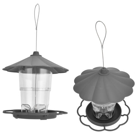 Transparenter, pavillonförmiger Vogelfutterspender mit Dach für Garten und Hof