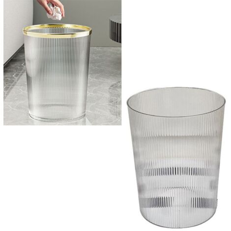 Transparenter PET-Mülleimer mit großem Fassungsvermögen, vielseitig einsetzbar für Zuhause und Büro, schlichtes und elegantes Design