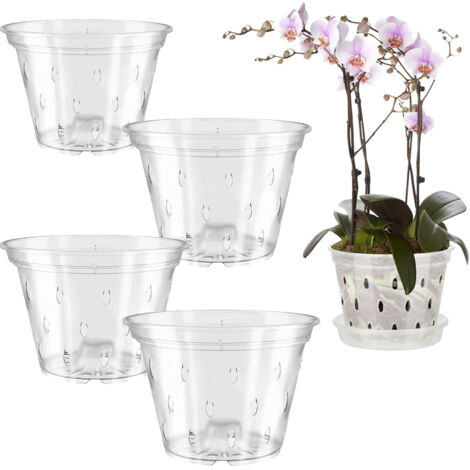 Transparenter Phalaenopsis-Orchideentopf + Untersetzer NYED110 NYED125 NYED150 NYED170 8er-Set Töpfe Wurzelkontrolle