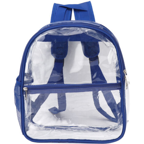 Transparenter PVC-Rucksack, tragbar, mit Reißverschluss, großes Fassungsvermögen, blau, ideal für die Schule.