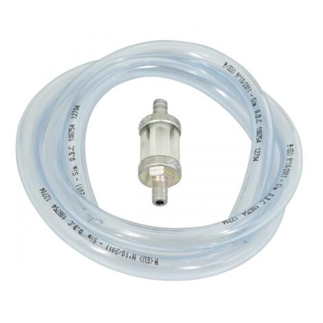 transparenter Schlauch Ø8x12mm x 1m + runder Benzinfilter für