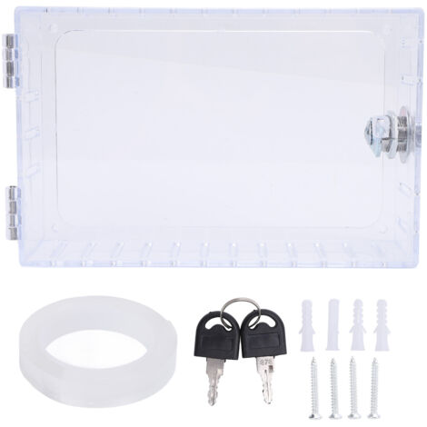 Transparenter Thermostat-Verschlusskastendeckel mit Schlüsselschutz, passend für Thermostate mit Abmessungen von 6,1 x 3,95 x 2 Zoll oder kleiner.