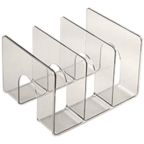 Transparenter, vertikaler Buchteiler für den Schreibtisch – 3 Fächer – Buchorganizer – 20,5 x 27 x 17 cm – Grau