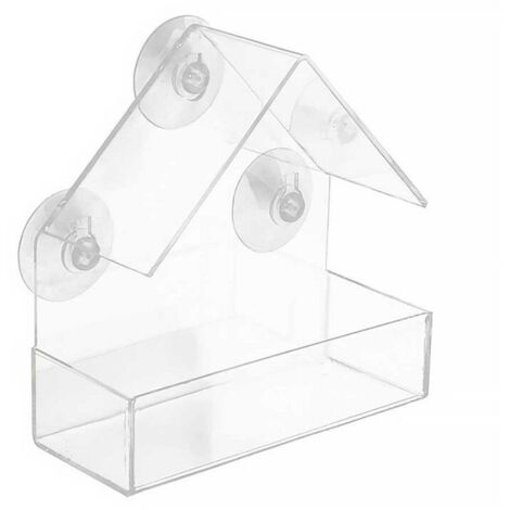 Transparenter Vogelfutterspender, 15 x 6 x 15 cm, zur Befestigung am Fenster, Saugnapf-Futterspender, geeignet für Gärten und den Außenbereich.