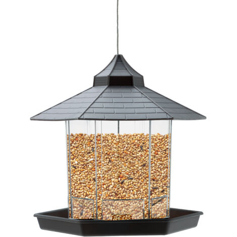 Transparenter Vogelfutterspender – Hängender Fensterfutterspender aus PP/PS, 16 x 16 x 17 cm, 500 ml, leicht zu reinigen, keine Montage erforderlich