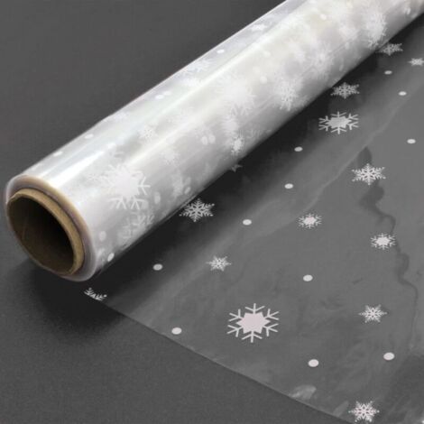 Transparentes Geschenkpapier (Schneeflockenmuster) - 40 cm x 30 m Transparentes Geschenkpapier für Geschenkkörbe, Blumenarrangements, Weihnachtsgeschenke (1 Rolle)