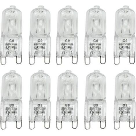 (Transparent)Lot de 10 Ampoules Halogènes G9 - Blanc Chaud 25W AC 230V
