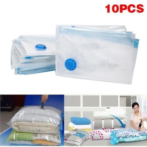 (Transparent)Lot de 10 Housses de rangement sous vide pour la literie et les vêtements - 60 x 80 cm