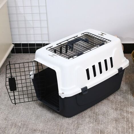 Transportbox für Haustiere Grau und Schwarz 61x40x38 cm PP
