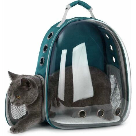 Transporteur d'animaux Sac à Dos Transparent Chiens et Chats Sac de Transport Extérieur Conception de Capsule Respirante Visites à 180 Degrés pour Les Animaux Domestiques - Vert